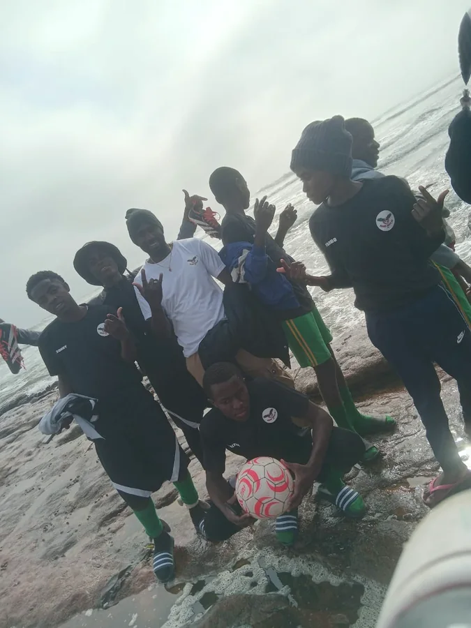 Magic Boys FC players during a beach conditioning session